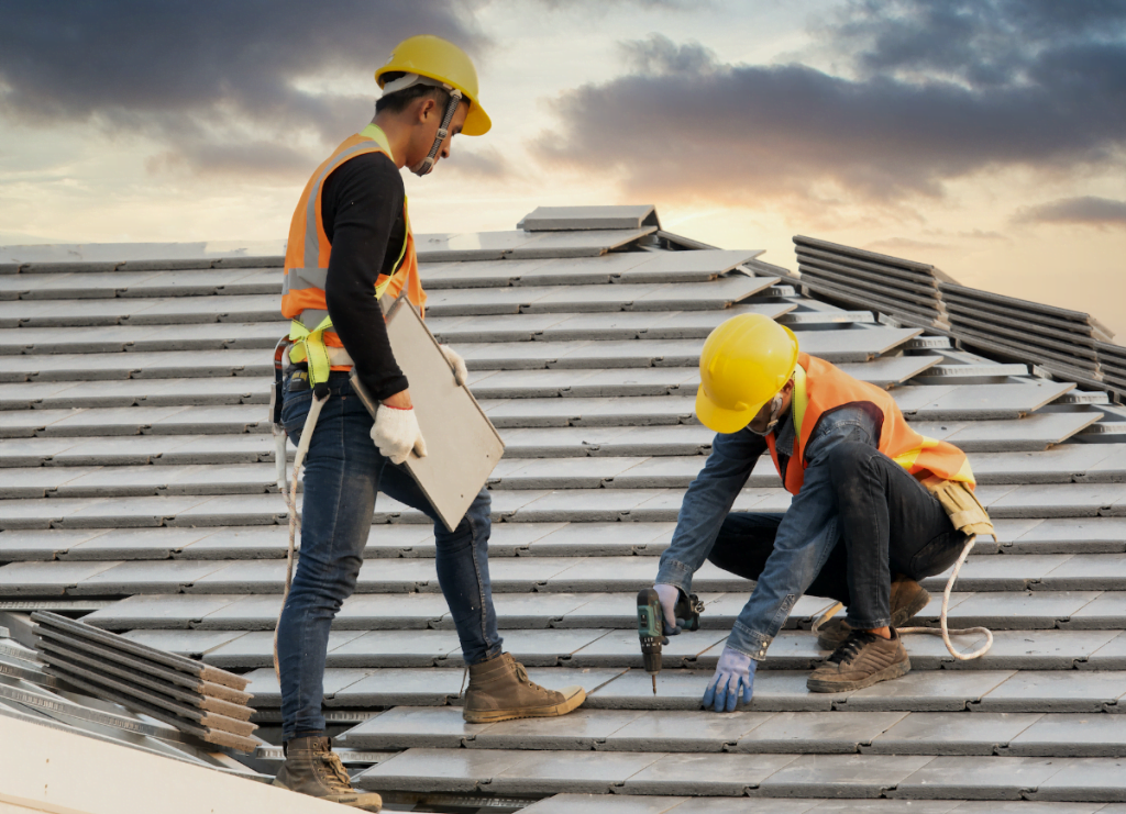 roofers installing new roof